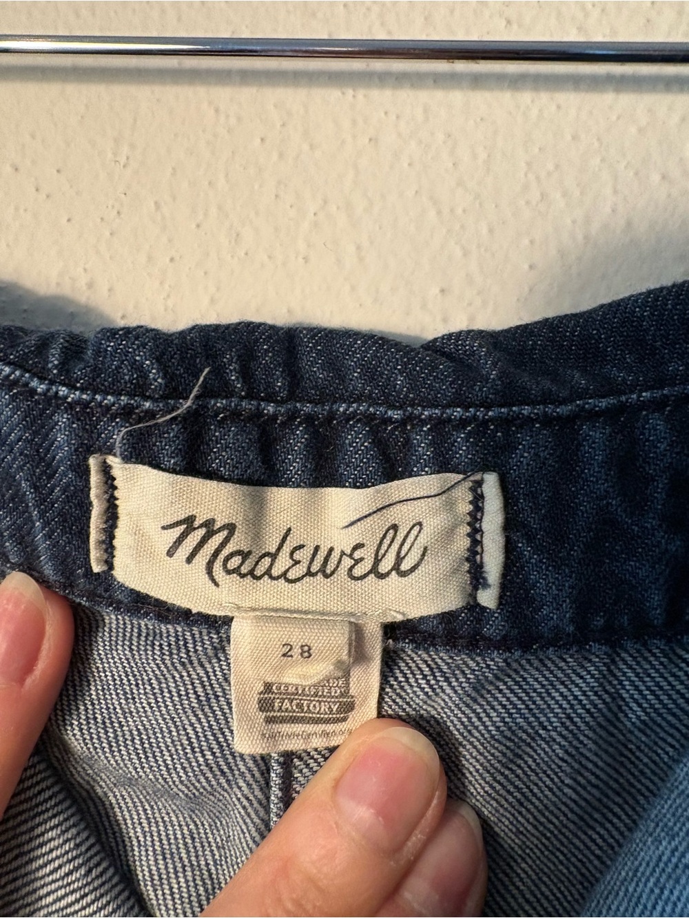 Madewell Dark Wash Denim Foldover Waist Pleated Mini Skirt Pockets - 28 - Picture 6 of 6